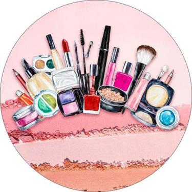 Imagem de Painel De Festa Redondo 1,50x1,50  Maquiagem Batom Rosa 009 - Via Core