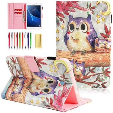 Imagem de UUcovers Capa para Samsung Tab A de 7,0 polegadas, fina e leve de couro PU para despertar/hibernar, capa carteira inteligente com porta-cartões/dinheiro para Samsung Galaxy (SM-T280/SM-T285) - coruja