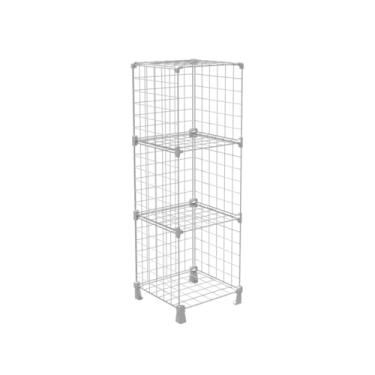 Imagem de Estante para Livros e Discos de Vinil LPs Organizadora Multiuso com Nichos de 40x40cm Prateleira Aramada de Aço (Branco, 3 Nichos (125x40x40cm))