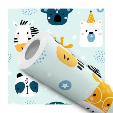 Imagem de Papel De Parede Adesivo Lua Estrelas Nuvens Rosa Cinza Quarto Infantil