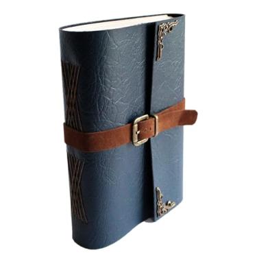 Imagem de Caderno Feito à Mão Couro Flexível A5 200 Folhas (Azul)