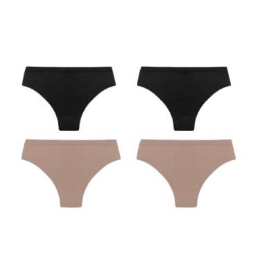 Imagem de Kit com 4 calcinhas cós alto Trifil Ref.: 1971, Preto, Macadamia, 0010