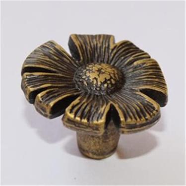 Imagem de Puxador em forma de flor retrô com furo único gaveta prata guarda-roupa sapato armário maçaneta puxadores móveis DIY puxadores 1 peça fangdanwang (cor: P)