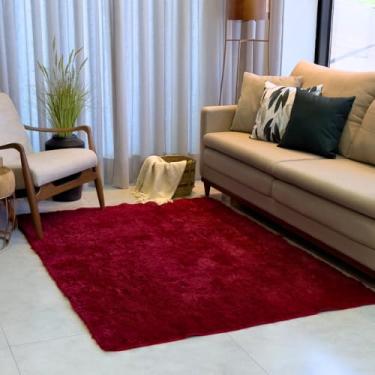 Imagem de Tapete Peludo 3,00x2,00 Novo Para Sala Quarto Cozinha Felpudo (Bordo, 300x200)