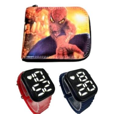 Imagem de Carteira infantil masculino Homem Aranha , relógio digital a prova d a