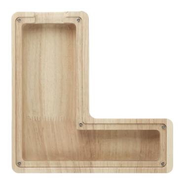 Imagem de PATIKIL Cofrinho de madeira, letra L, caixa de poupança de dinheiro de acrílico transparente, personalizado, aniversário, Natal, remoção de ervas daninhas, decoração de festa para dinheiro, moedas