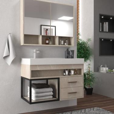 Imagem de Conjunto Gabinete para Banheiro com Espelheira Avant 80 - Belizze