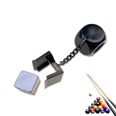 Imagem de Caixa de giz de bilhar 2 em 1 com suporte de dados em forma de taco de sinuca (preto)