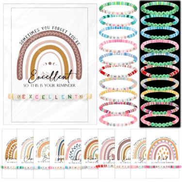 Imagem de Landical Presente inspirador de formatura em massa pulseira arco-íris que brilha no escuro com cartão para empregado professor enfermeiro, argila, papel, argila, papel