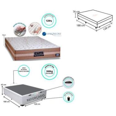 Imagem de Conjunto Cama Box Baú Casal Padrão Viúva + Colchão de Molas Ensacadas 