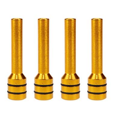 Imagem de Modengzhe 4 peças de capas de maçaneta de trava de porta de carro de liga de alumínio laranja, ajuste universal para a maioria dos veículos, orifício de eixo de 5 mm de diâmetro, comprimento total de 50 mm