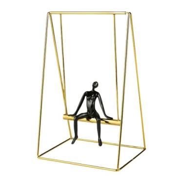 Imagem de WeiLaiKeQi Figura de balanço brinquedo de equilíbrio suporte de ferro minimalista mesa estátua humana estatueta de resina para armário lareira prateleira fazenda, 24.5 Cm X 37 Cm