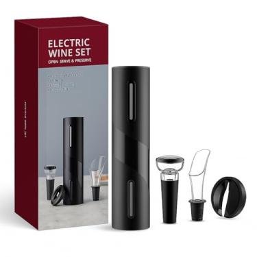 Imagem de Kit Abridor de Vinhos Elétrico Automático com Saca-Rolhas, Cortador, Rolha a Vácuo e Derramador, Material ABS