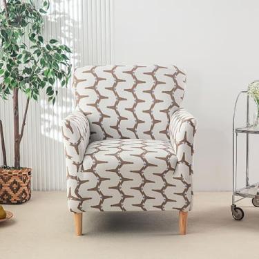 Imagem de WMLTZFUS Capas de cadeira Wingback estampadas com braços, protetores elásticos macios, protetor de móveis fácil de instalar para escritório e casa - Tipo 02||Tamanho regular