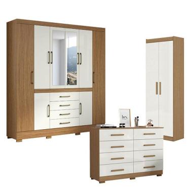 Imagem de Guarda Roupa Casal Nápole 2045149 E Armário Multiuso 2000191 E Cômoda 2014148 Atacama Off White - Aramóveis