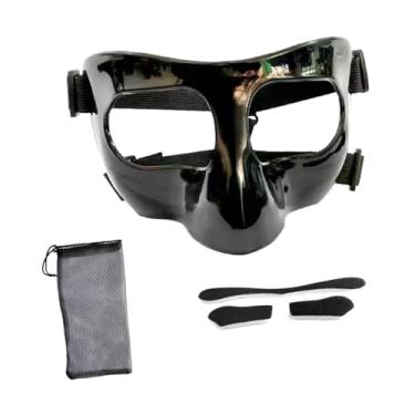 Imagem de oshhni Protetor nasal para nariz quebrado, máscara de proteção facial, beisebol, atividades respiráveis, proteção, basquete, protetor facial para adultos, Pure Black