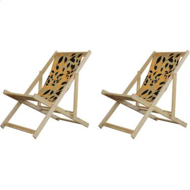 Imagem de Kit 2 Espreguiçadeiras Preguiçosa Dobrável sem Braço Madeira Maciça co