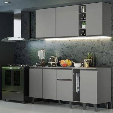 Imagem de Armário De Cozinha Completa 180cm Cinza Nice 01 Cinza - MADESA