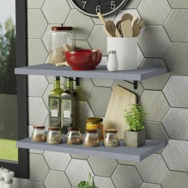 Imagem de Kit 2 Prateleiras Suspensas Para Cozinha Madesa 60 Cm Com Mão Francesa