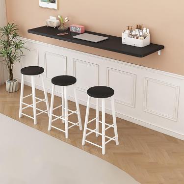 Imagem de Mesa Dobrável Flutuante Moderna Escritório Em Casa Mesa Dobrável Mesa De Computador Dobrável Montada Na Parede Economia De Espaço Fácil De Montar Para Cozinha Lavanderia, Black, 120x30cm