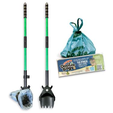 Imagem de GoGo Stik Pá ST Pooper e Ancinho Dootie, Conjunto de colher EZ Clean. Cães pequenos a grandes. Limpe as mãos na grama, cascalho ou em ambientes internos. Clipe de armazenamento. Use bolsas de loja ou bolsas de brinquedo.