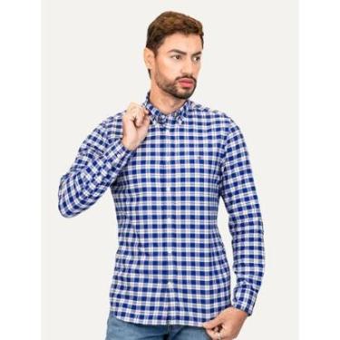 Imagem de Camisa Tommy Hilfiger Masculina Slim Small Check Heritage Azul-Masculino