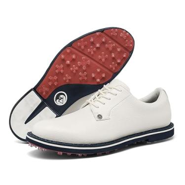 Imagem de EHQZN Tênis de golfe masculino Spikes impermeável – respirável masculino, antiderrapante, confortável, para golfe, tamanho 38-44, Branco, 43