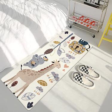 Imagem de USTIDE Tapete de corrida infantil de 1,5 m, tapete de área de animais fofos, antiderrapante, lavável, tapete macio para brincar de bebê, para quarto de estar, quarto, decoração de berçário (corredor,