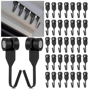 Imagem de AceOrbit 50 ganchos de cortina de gazebo ganchos de metal para cortina deslizante com roda de plástico mosquiteiro, acessórios para gazebo de teto, divisória de quarto de hotel, jardim, pérgulas