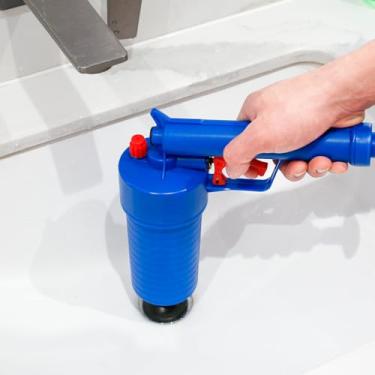 Imagem de Desentupidor de vaso sanitário, ferramenta de remoção de entupimento, desentupidor de vaso sanitário, lançador de dreno de ar reutilizável com 4 cabeças de desentupimento, para pia de cozinha, vaso