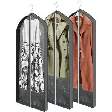 Imagem de Todos os sacos transparentes para pendurar roupas de plástico à prova de poeira capa de terno sacos protetores de roupas bolsa com zíper para casacos sacos transparentes capa de armário de pele para