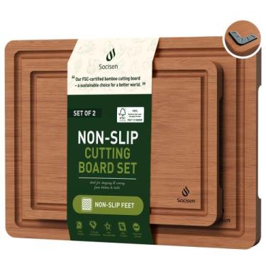 Imagem de Conjunto de tábuas de corte Socisen Bamboo Non-Slip Feet 35x22 cm