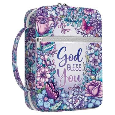 Imagem de Capa da Bíblia MYSMOR com design floral com alça e bolsos