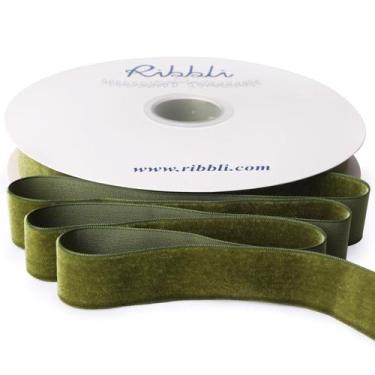 Imagem de Cinta de Terciopelo Ribbli Verde Musgo 2,5 cm Rollo de 23 m