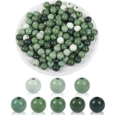 Imagem de Craft Beads AllReal 240 unidades de madeira verde sálvia de 16 mm