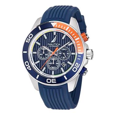 Imagem de Nautica Relógio masculino NAPNOF302 One Blue com pulseira de silicone, Azul