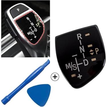 Imagem de Hacreyatu 1 peça capa de alavanca de câmbio para BMW M Sport para BMW F30 F10 3 4 5 6 7 Series alavanca alavanca de marcha botão de mudança de marcha manopla de engrenagem manete de engrenagem (tampa B)