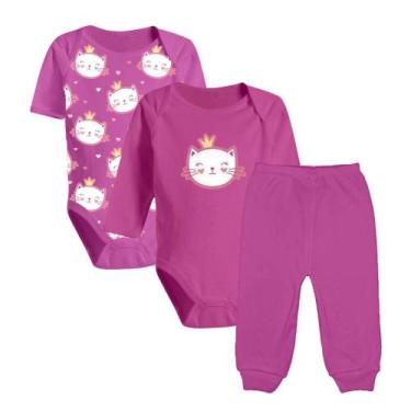 Imagem de Kit 3 Peças Bebê Body Estampado e Mijão Malha Cores Reativas - Koala B