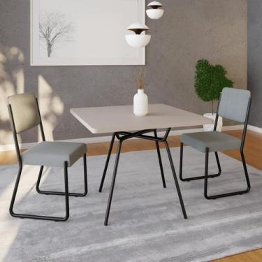 Imagem de Mesa de Jantar Quadrada Soho 90cm Est.Preta - Compace, Off White