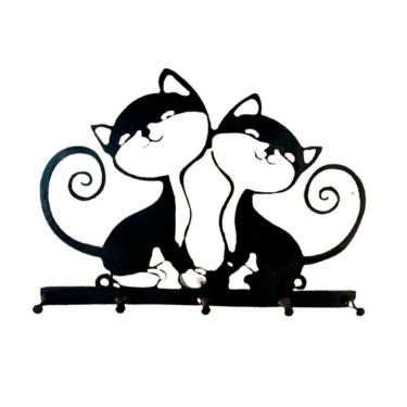 Imagem de Cabideiro Gatinho 5 Ganchos Corte A Laser Aço Carbono