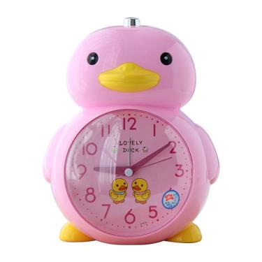 Imagem de Despertador Lindo Movimento Silencioso Analógico em Forma de Pato Rosa
