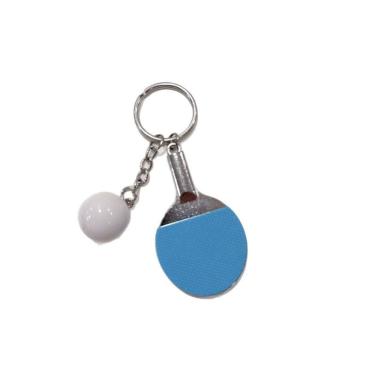 Imagem de Chaveiro, raquete de tênis de mesa em miniatura e bola de liga de zinco