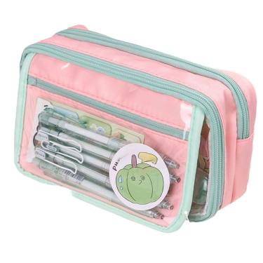 Imagem de Estojo de lápis transparente de grande capacidade em tecido 20x7x11cm