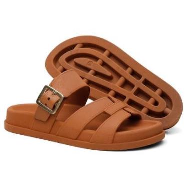 Imagem de Sandalia Nuvem Microexpandido Feminino com Fivela na cor Caramelo-Feminino