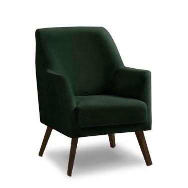 Imagem de Poltrona Decorativa Sala De Jantar Magali Lisa Veludo Verde Folha Lansofbr