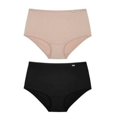 Imagem de Kit com 2 Calcinhas DelRio Alta em Microfibra, Preto, Areia, P