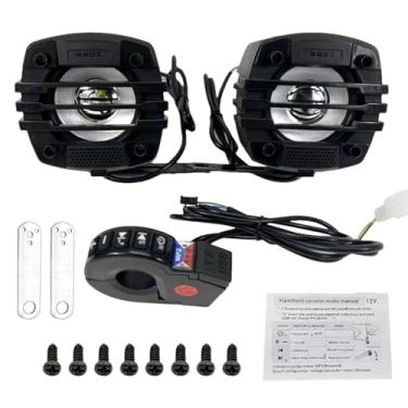 Imagem de Shakven Rádio de motocicleta, alto-falante de guiador, de som de áudio de motocicleta para guiador, Estéreo para motocicleta, amplificador de rádio à prova de intempéries, de amplificador de áudio