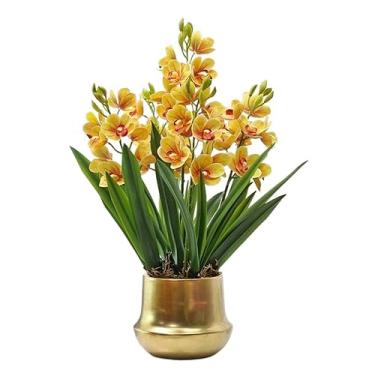 Imagem de LMJYU Flores artificiais flores artificiais em vaso, arranjos de flores falsas com vaso de cerâmica para centros de mesa decoração de casa flores falsas