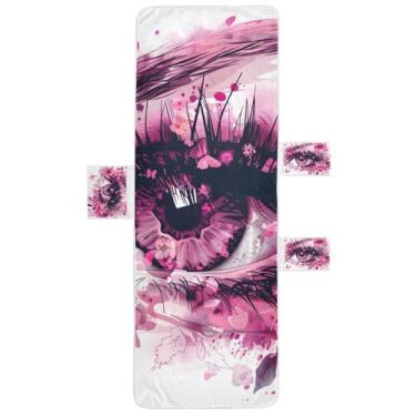 Imagem de STAYTOP Linda capa de toalha de cadeira de descanso com olhos de flor de borboleta, capa de espreguiçadeira macia, capas de cadeira de praia com bolsos para jardim ao ar livre, pátio, pátio, banhos de