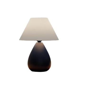 Imagem de Abajur Luminaria de Ceramica Porcelana Bivolt Cupula para Decoração Quarto Escritorio Sala Decoração(Preto Fosco)